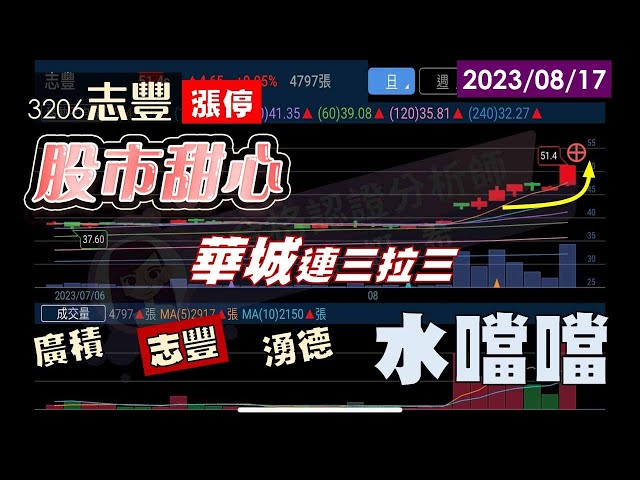 08/17【甜心盤後影音】華城連三拉三，湧德、廣積、志豐水噹噹