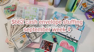 CASH ENVELOPE AND SINKING FUNDS STUFFING | married 24 yr old budget | low income | aseptember #4