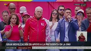 Diosdado Cabello en marcha en apoyo a Delcy Rodríguez en la ONU, 23 de septiembre 2026
