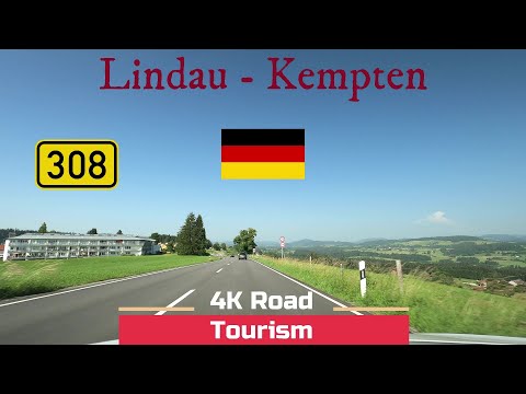 Driving Germany: B308 & B19 Lindau - Immenstadt - Kempten - 4k scenic drive Allgäu