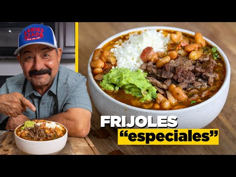 The Famous Charro Beans Recipe from Taquerias & Mexican Restaurants "FRIJOLES ESPECIALES" con Bistec