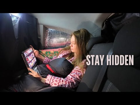 Small car stealth camping in a national park | Heavy Rain