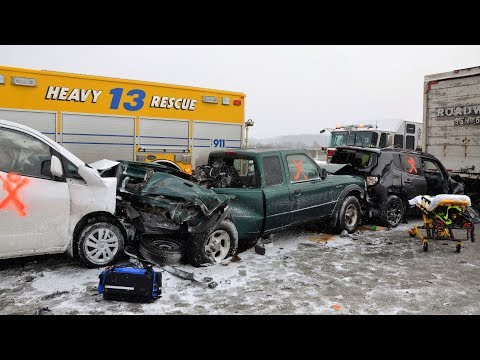 What happens to cars after a highway pileup accident