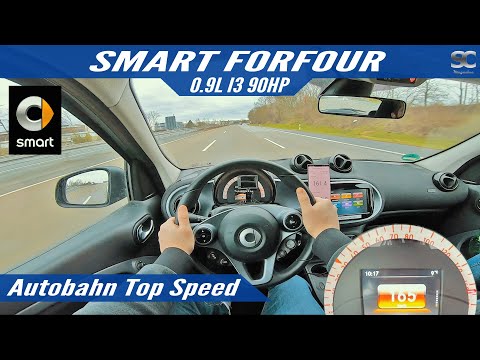 Smart ForFour 0.9L 90HP (2018) - Autobahn Top Speed Drive POV