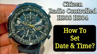 How to set the time and date (Blue Angels Edition) Citizen Radio Controlled H80* Atomic Timekeeping