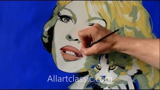 Canvas Painting Wall Art:Brigitte Bardot with Cat