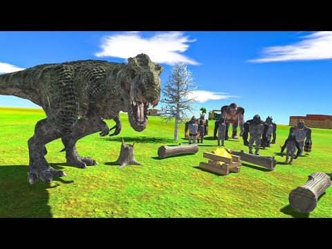 T REX'S REVENGE against his PRIMATES NEIGHBORS ARBS Animal Revolt Battle Simulator