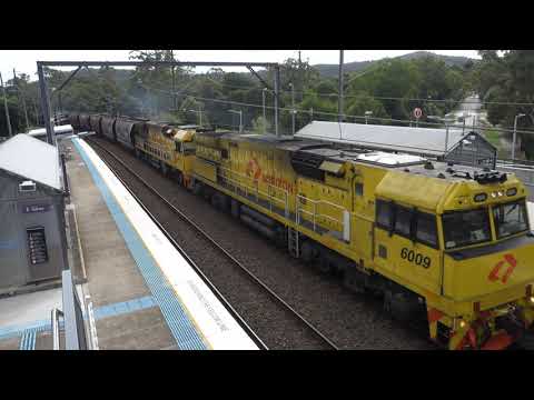 6009 / 6004 and 6011 trailing with Aurizon loaded coal MC58 - 22/1/22