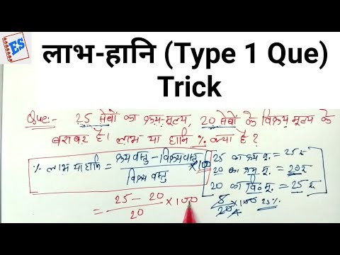 Profit Loss Trick of Type 1 Questions with two Examples in Hindi Video