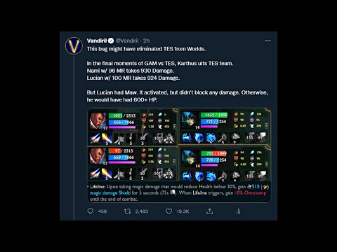 HUGE Maw of Malmortius Bug at Worlds 2022 (Eliminating TES?)