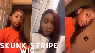 Red Skunk Stripe Wig | amazon 13 by 4 Human Hair wig|