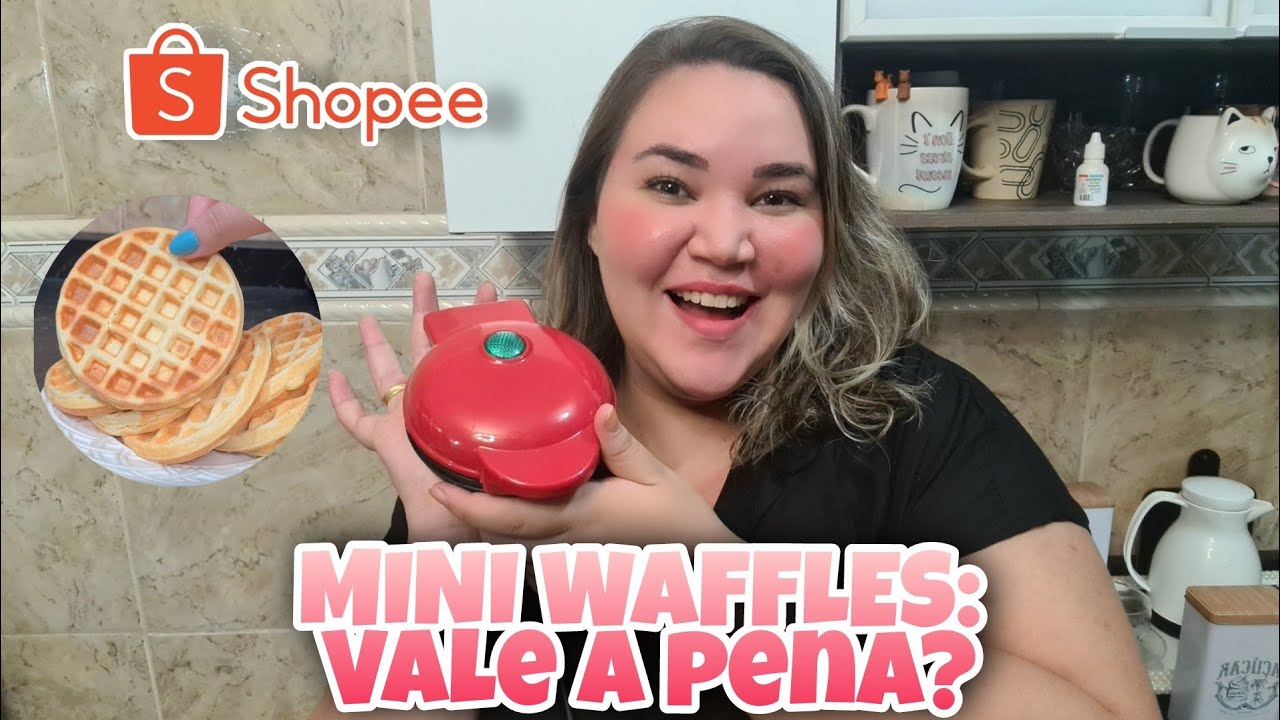 MINI MÁQUINA DE WAFFLES DA SHOPEE VALE A PENA? | RESENHA E RECEITA | Lu Ferrari