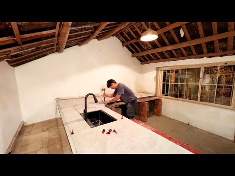 Episode 64 Renovating an Old House, the kitchen island is ready
