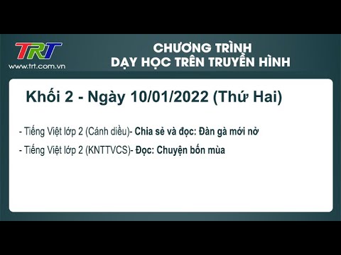 Lớp 2./ Dạy học trên truyền hình HueTV tối ngày 10/01/2022