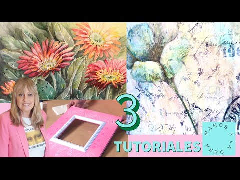 Manos a la Obra 2023 Programa 25 Pintar marcos con chalk paint - Cuadro de Gerberas - Mixed Media