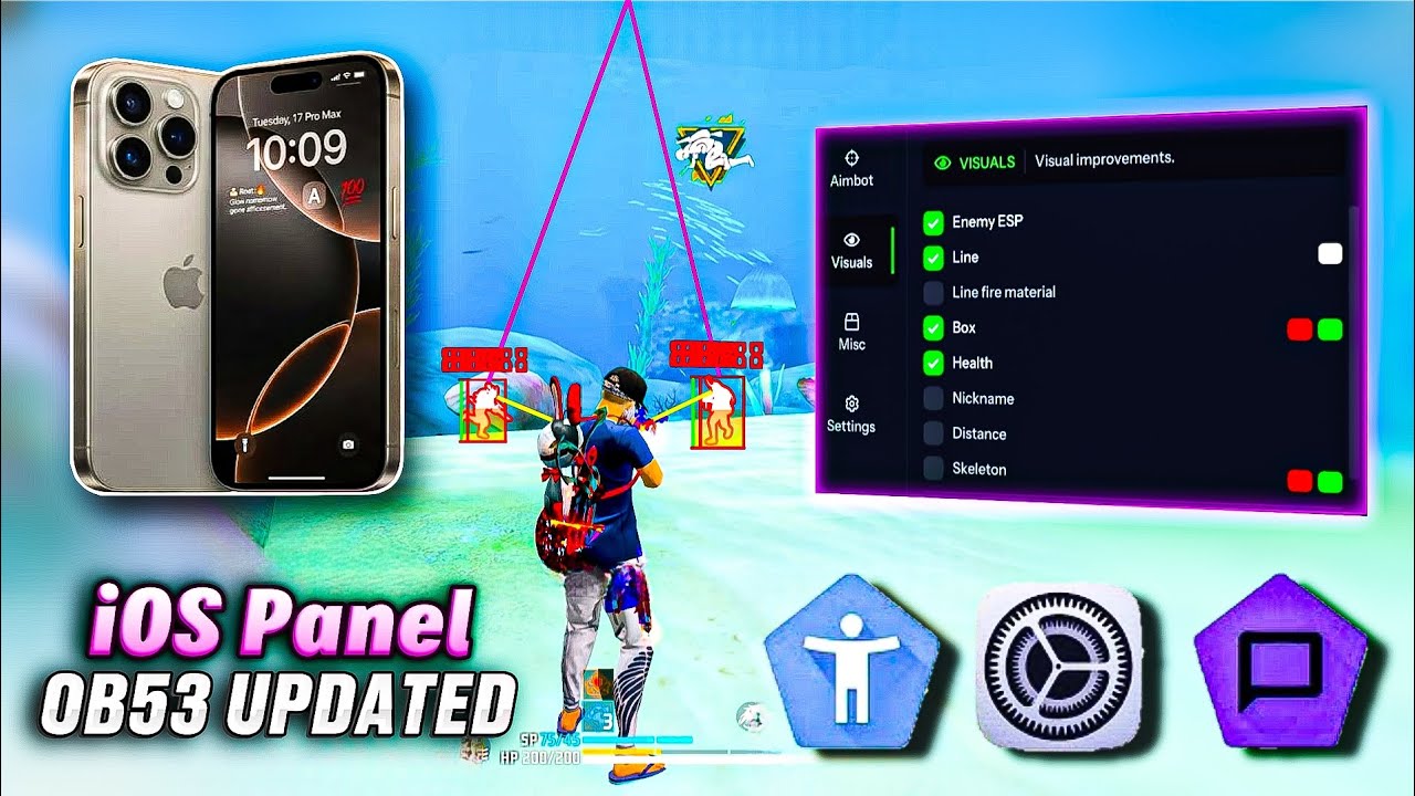 iOS Panel Free Fire Max || Free Fire iPhone Panel 🔥 iphone panel free fire || Fluorite ios