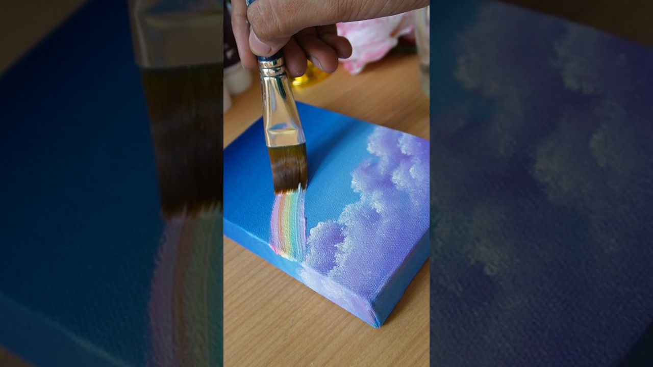 Rainbow 🌈 Acrylic painting / Easy Acrylic Painting /Clouds/Short