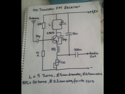 Single transistor FM receiver circuit. Easy to build, works great!