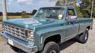 1977 Chevrolet K10 Scottsdale 4x4 Fleetside Pickup Walk Around and Drive By