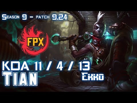 FPX Tian EKKO vs QIYANA Jungle - Patch 9.24 KR Ranked