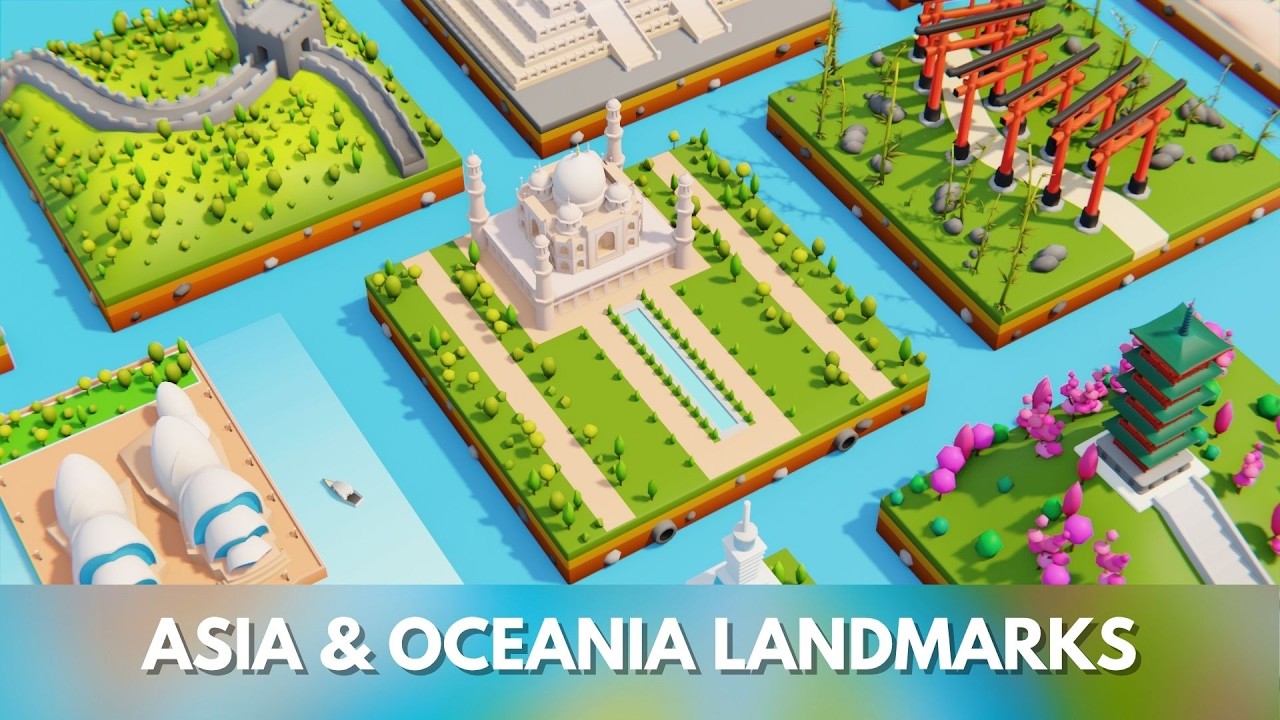 Lowpoly Asia Oceania Landmarks Pack 10 Game Ready Models 3D Model
