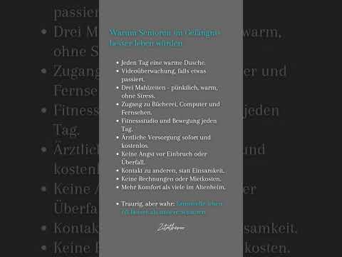 Warum Senioren im Gefängnis besser leben würden 😔 | Traurig, aber wahr