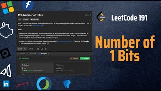 YouTube video '✅  Number of 1 Bits  - Simple Interview Solution - LeetCode 191 - Visualized Too'