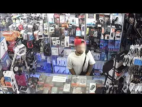VIDEO | Aprovechó la distracción del vendedor y robó un compresor de aire de un comercio