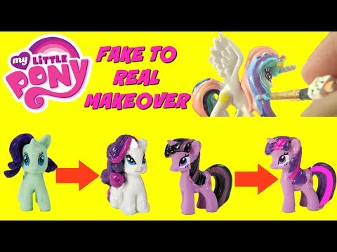 MY LITTLE PONY DIY Painting Fake To Real Pony Makeover | Rarity Makeover Fake Ponies Video