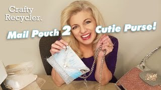 DIY no sew purse made from upcycle mail pouch. cutie bling purse