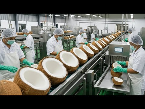 Inside the Coconut Factory: From Wax Coconut Flesh to Premium Dessert Products (Full Process)