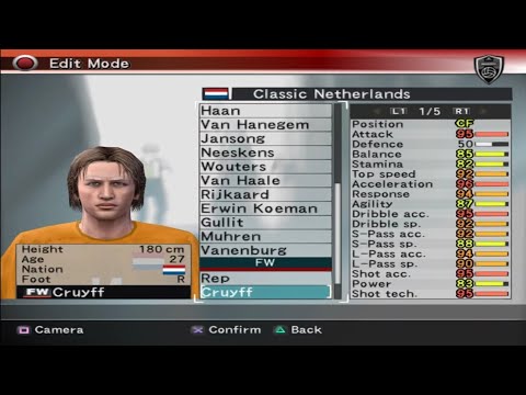 PES 4 - Holanda Clássica - Stats - PS2