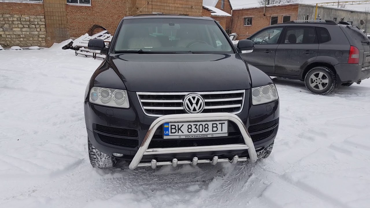 Volkswagen Touareg 2002-2010 гг. Защита переднего бампера WT003 Special (нерж) Video 1