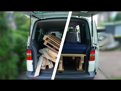 Upcycling VW T5 Bett - Provisorisches Bett für einen Campervan für 15€ aus Restholz