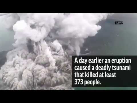 Death toll mounts after tsunami roars ashore in Indonesia. Giant chunk of mountainside apparently breaks loose during volcanic eruption, falling into the water and causing powerful waves and unleashing disaster. (Dec. 14)