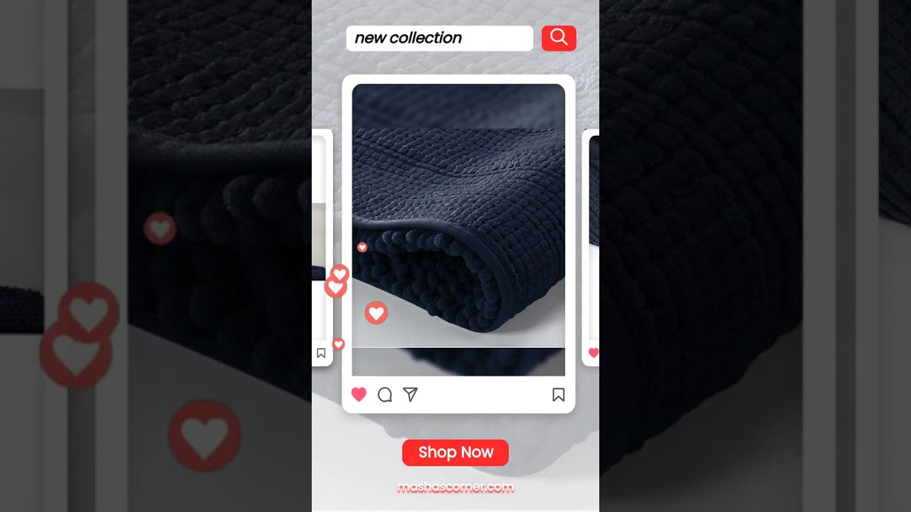 2PC Navy Soft Cozy Plush Chenille Bath Mat Set