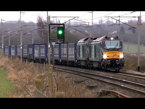 68007 & 68004 4S43 Daventry - Mossend @ Norton Crossing 10/02/15