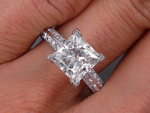 2.84 ctw Princess Cut DIamond Engagement Ring - BigDiamondsUSA