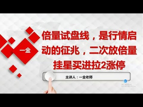 倍量试盘线，是行情启动的征兆，二次放倍量挂星买进拉2涨停