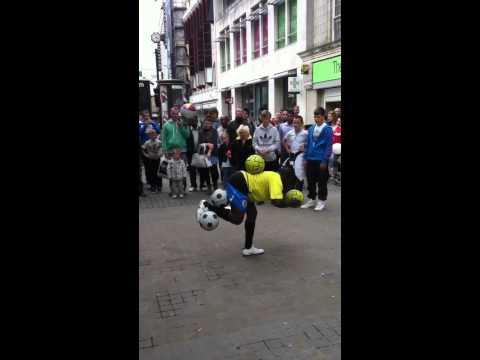 Street football trick in manchester city centre