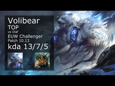 Volibear vs Olaf Top - EUW Challenger 13/7/5 Patch 10.13 Gameplay