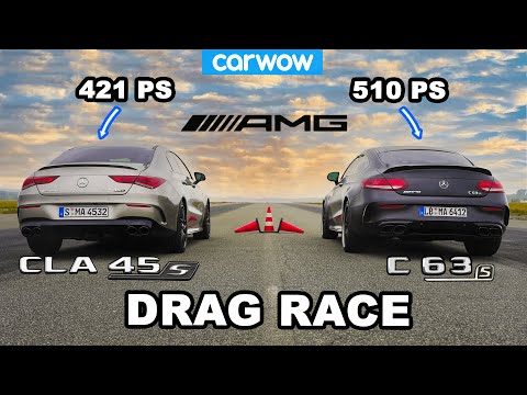Mercedes-AMG Drag Race: CLA 45S (421 PS) vs. C 63S Coupé (510 PS) - 1/4 Mile & 1 Kilometer