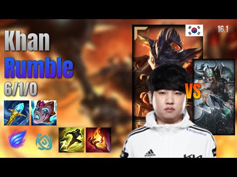 Khan Top Rumble vs Tryndamere lol KR solo rank Full Game 16.1 | 칸 럼블 vs 트린다미어
