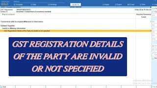 HOW TO SOLVE - #MISMATCH GSTIN/UIN IS NOT SPECIFIED/INVALID IN TALLY 4.0#Taxpayer_Type #Tax Deductor