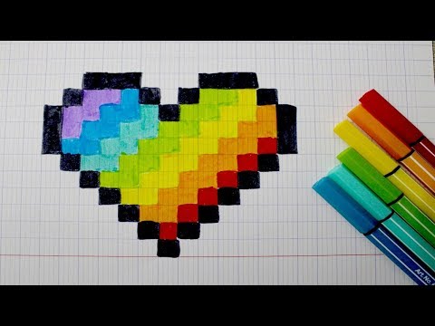 COEUR Arc-en-ciel en PIXEL ART