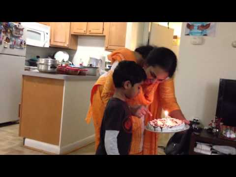 Tanish surprise cake t Geetha's house on his 4th year