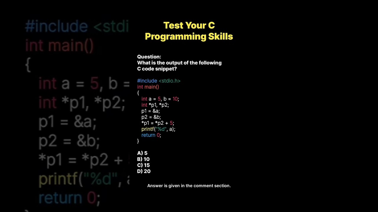 ​C Programming Quiz: Test Your Skills! 🤔💻🔥