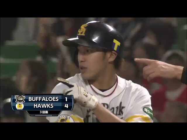 【3回裏】ホークス・柳田が逆方向へ技ありのタイムリー!! バファローズを突き放す!! 2015/4/1 H-Bs