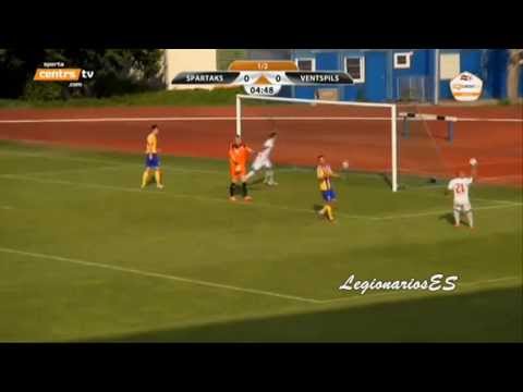 Gol de Ricardo Ulloa en su partido de Debut - FK Spartaks Jurmala 2-3  FK Ventspils