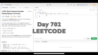 YouTube video 'Day 702: LeetCode Problem 2190. Most Frequent Number Following Key in an Array - Swift'
